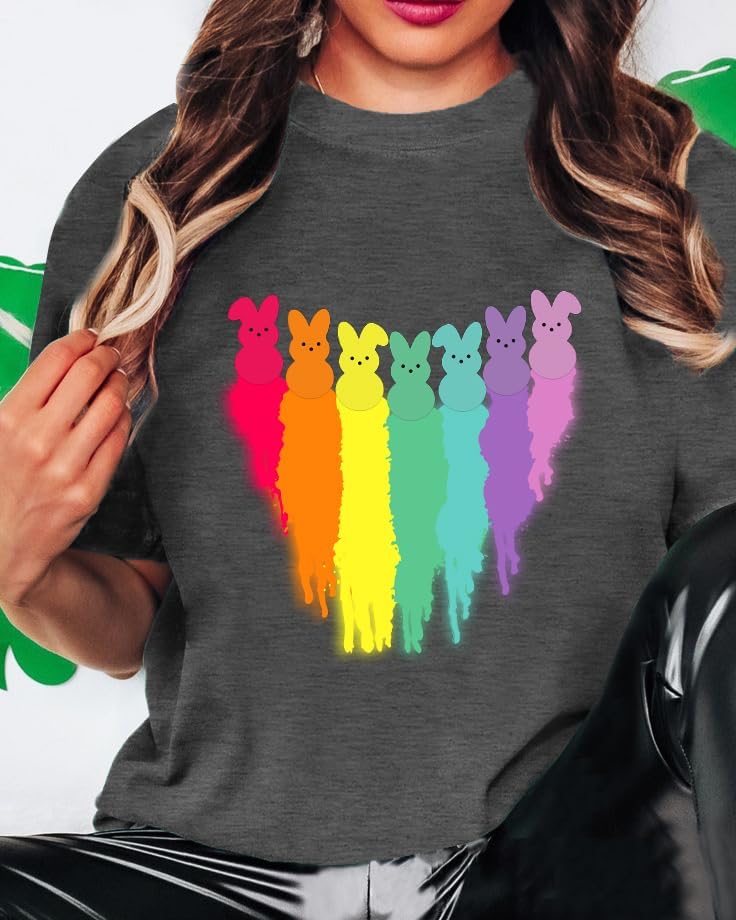 Plus Size Easter Shirts for Women Funny Bunny Rabbit Graphic T-Shirt Easter Holiday Short Sleeve Tee Tops - Image 3