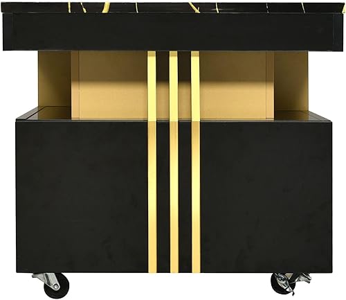 Miniatura 5 de FRITHJILL Mesa de centro con parte superior de mármol sintético, mesa de cóctel contemporánea con cajones y ruedas para sala de estar, área de espera