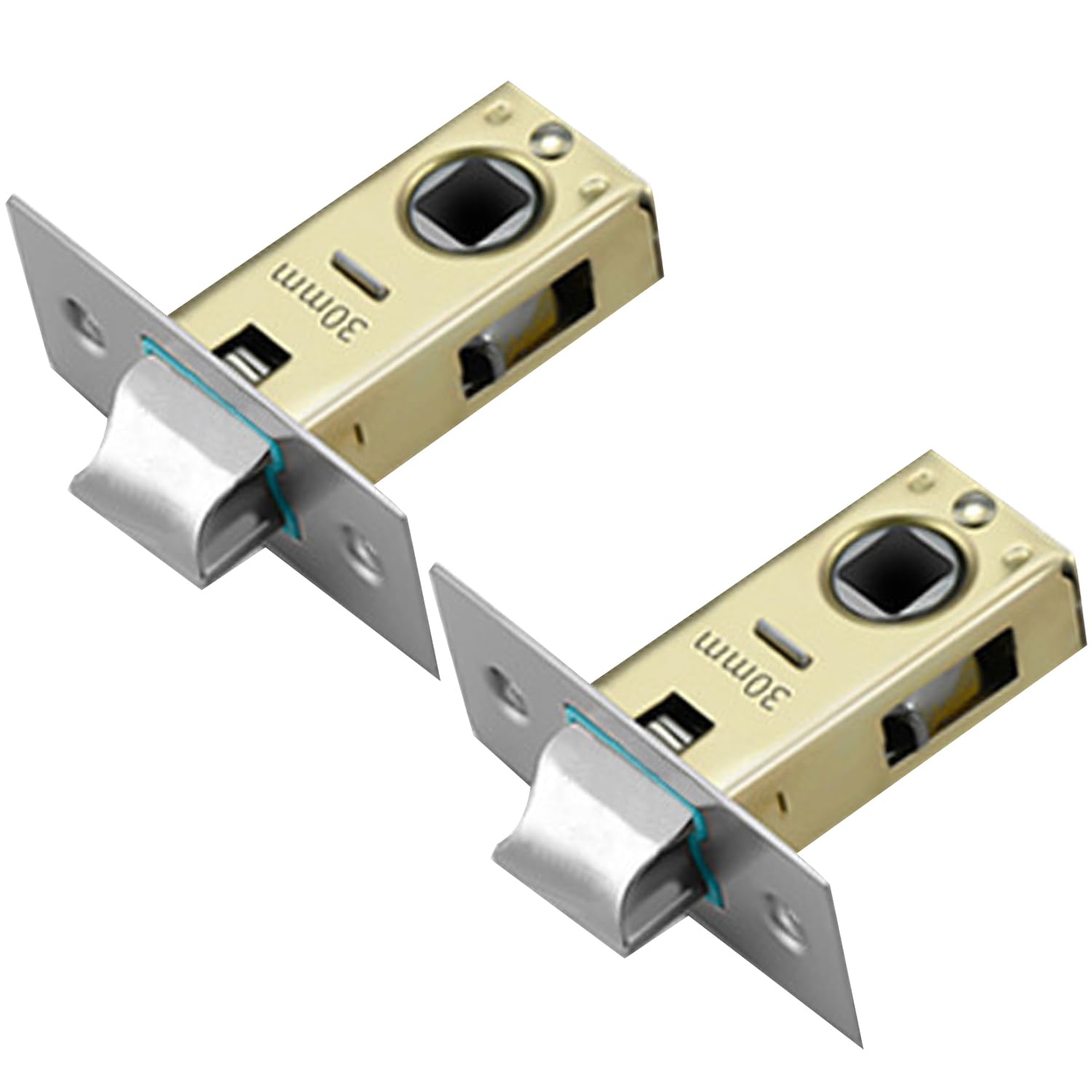 Machswon Metallic 2 Pcs 30Mm Flat Tubular Mortice Latch Stainless Steel Door Latch Sprung Lever Door Handles