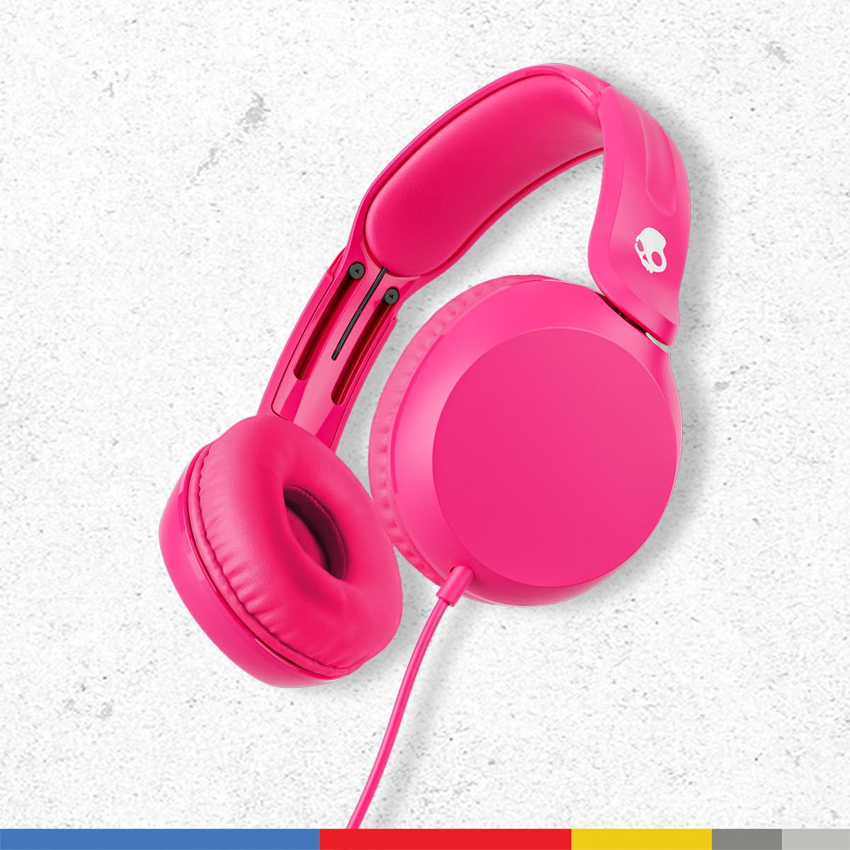 Skullcandy Icon 180 Wired Headphones, Built-in 85dB Volume Limiter, Comfortable On-Ear Fit, Adjustable Headband, Convenient for Travel with 3.5mm AUX Plug, in-Line Microphone - Crazy Pink-image-14