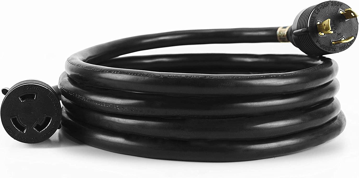 L6-30P/L6-30R Heavy Duty Locking Power Cord, Extension Cord,SJT 10GUAGE, Power Cord up to 7500W,30A,3prong,Black,10FT