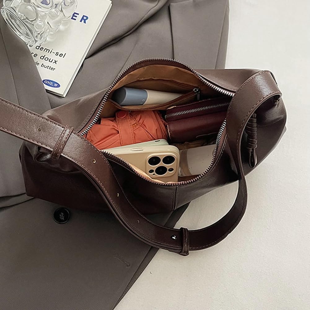 Trendy Shoulder Crossbody Bag for Women Small Dumpling Tote Purses Soft Vegan Leather Handbag Y2k Satchels