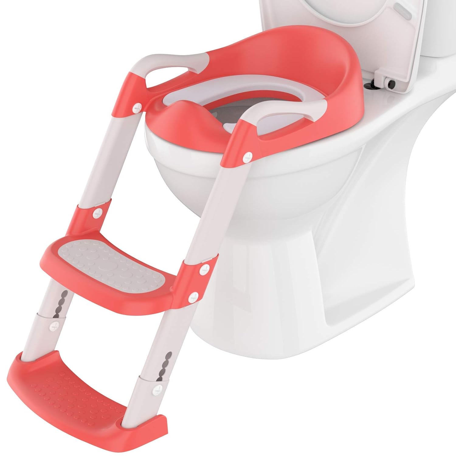 Potty Training Toilet Seat with Step Stool Ladder PU Padded Potty Seat Toddlers Foldable Potty Training Chair Seats with Handles Splash Guard for Kids Boys Girls (Blue) : Baby