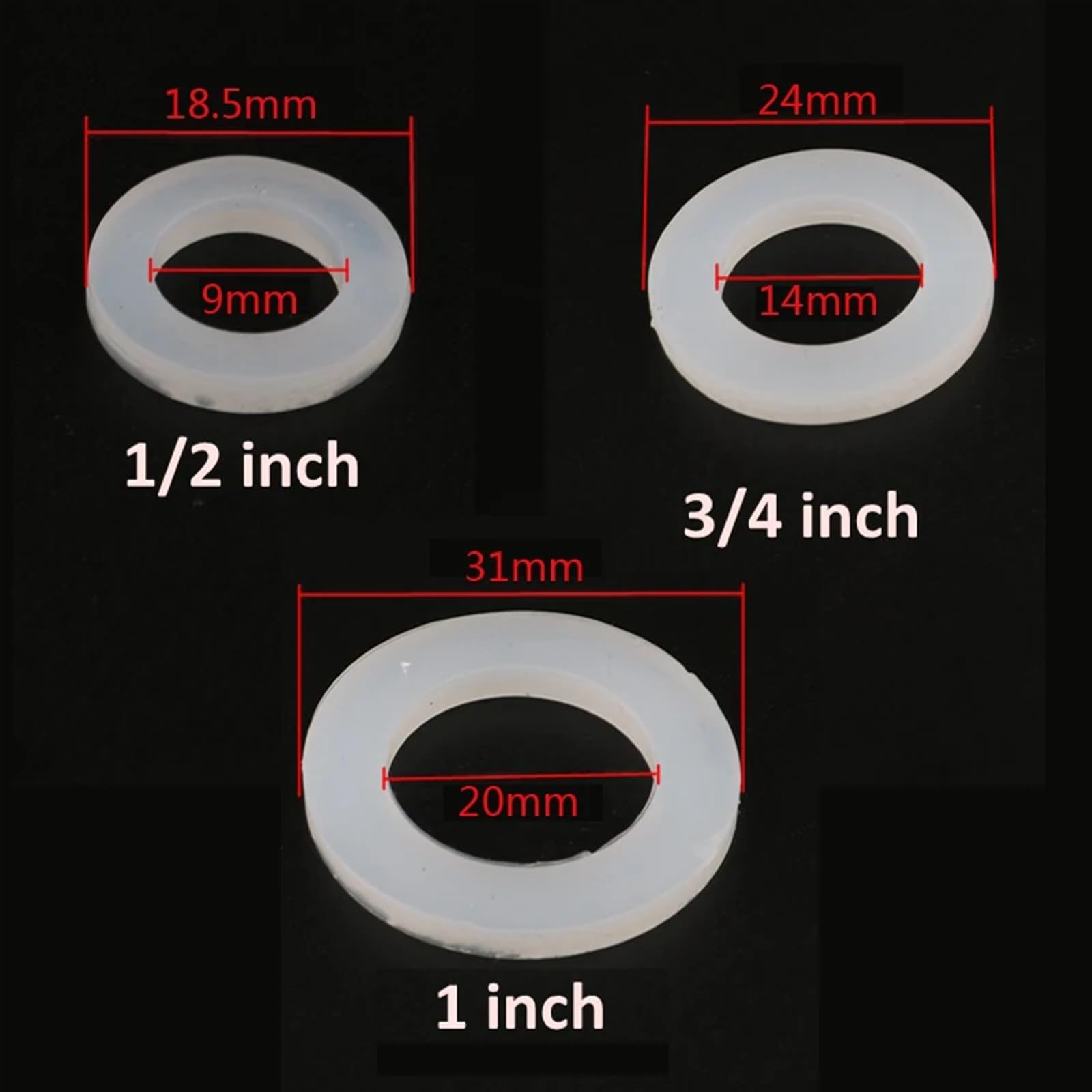 20 piezas 1/2 "3/4" 1 "junta plana junta tórica anillo de arandela de sellado anillo de sellado de arandela de grifo de plomería(1I2 inch)
