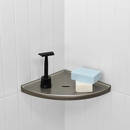 Miniatura 2 de Questech Estante de ducha esquinero decorativo, para una nueva construcción, estante de esquina de ducha para paredes de azulejos, organizador de