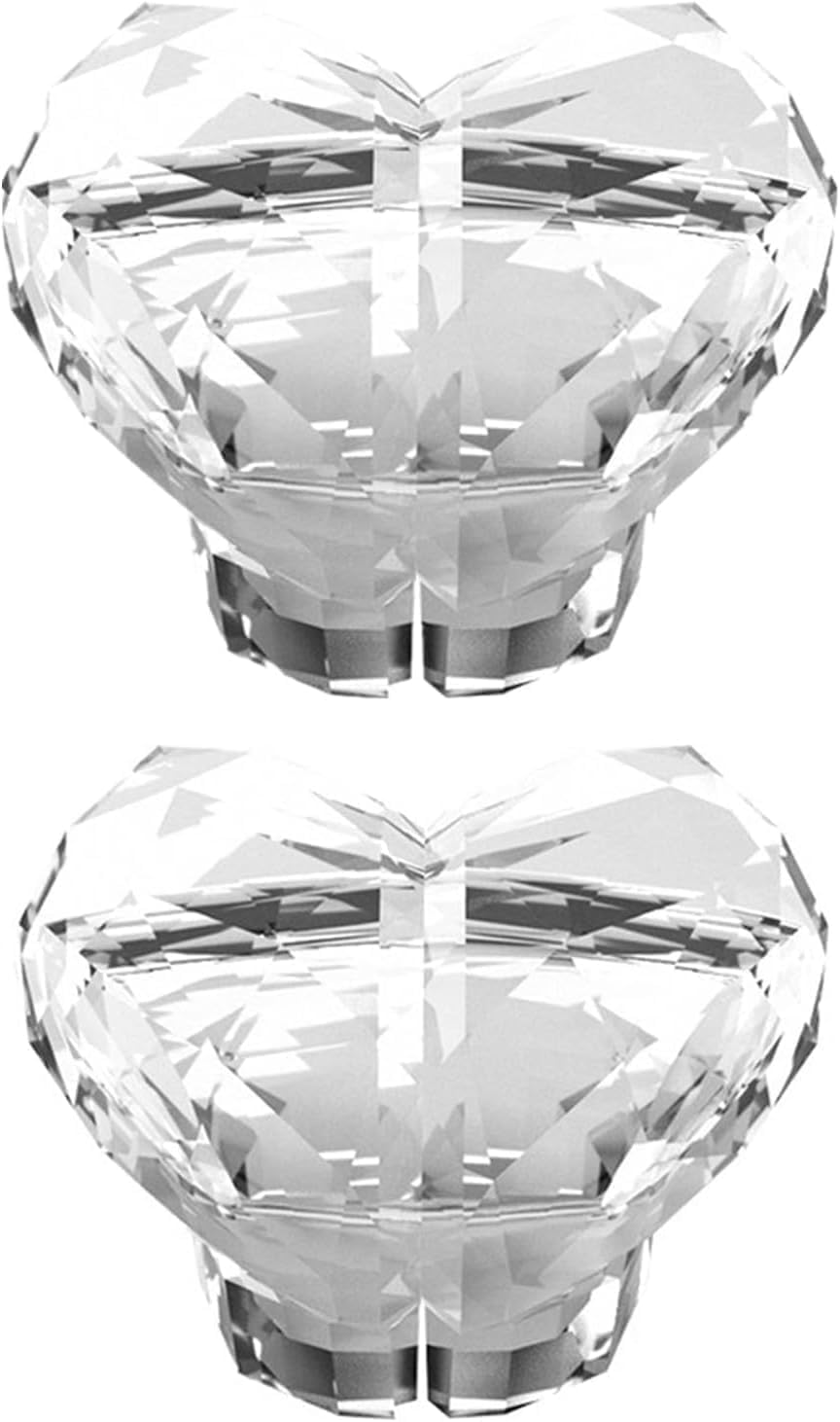 Mooff Transparent 2Pcs Love Heart Shaped Toilet Tank Button, Crystal Heart Toilet Press Button, Button Pusher Helper, Button Aid Toilet Lid Cover Toilet Flush Valves