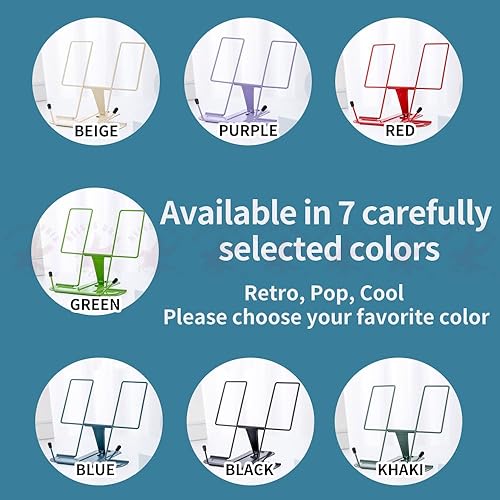 Miniatura 8 de BELSUS URIS - Soporte para libros de metal, ligero, soporte para libros de escritorio, para leer manos libres con clips de página, ajustable,