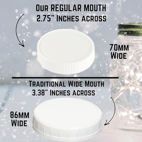 Miniatura 8 de Jarming Collections Mason Jars - Tarros de vidrio de 16 onzas con tapas de plástico para tarros Mason (sin BPA), tarros de boca regular, juego de