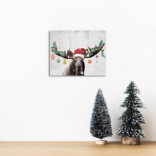 Miniatura 4 de NTEUMM Póster de lienzo de alce navideño para pared, moderno, para el hogar, dormitorio, sala de estar, oficina, decoración de pintura, regalos (A,