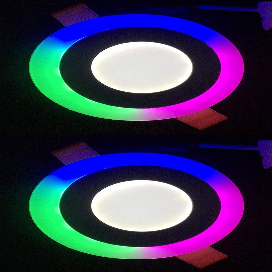6 watt 3+3 Round Panel Ceiling POP Down Indoor LED Light 3D Effect Lighting (Double Color, Multicolour) - Pack of 2-image-27