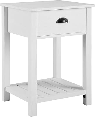 Amazon Com Walker Edison Farmhouse Square Side Accent Table Set Living Room Storage End Table With Storage Door Nightstand Bedroom 18 Inch Brushed White Furniture Decor