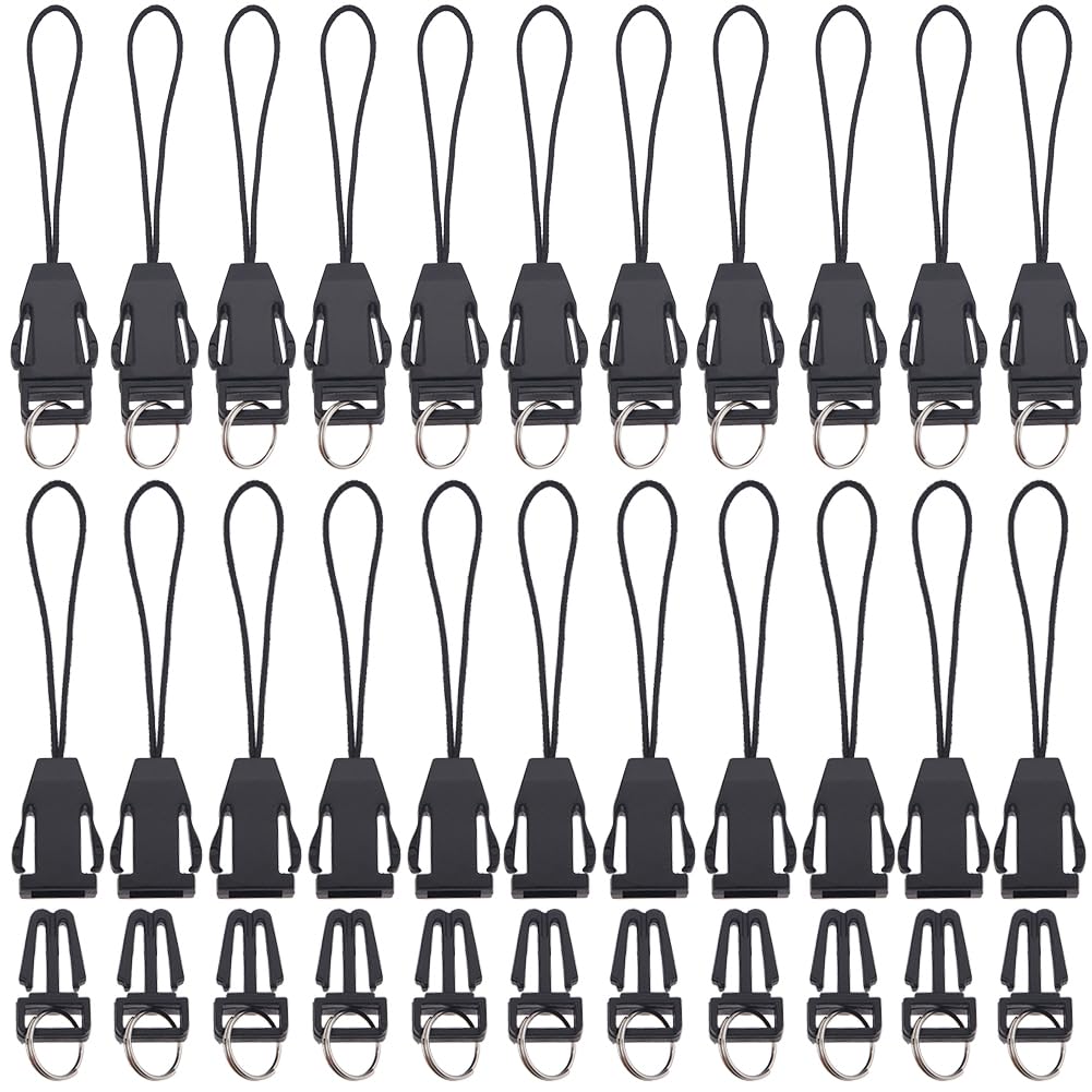 100 Anelli Divisori Per Cinturini Telefono - Plastica Nera - Anti-Perdita Per Chiavi, USB E Accessori - Foto 2