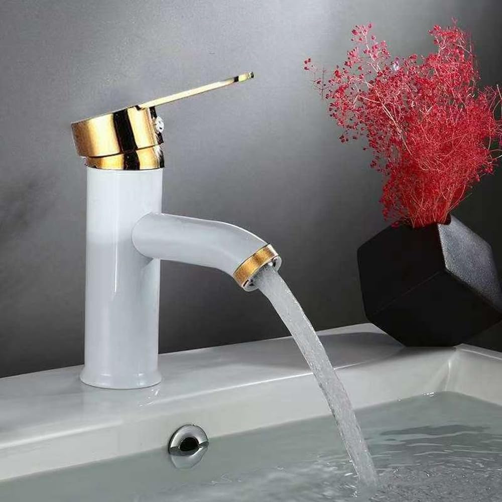 Robinet de cuisine et salle de bain mitigeur blanc or pour rénover votre maison