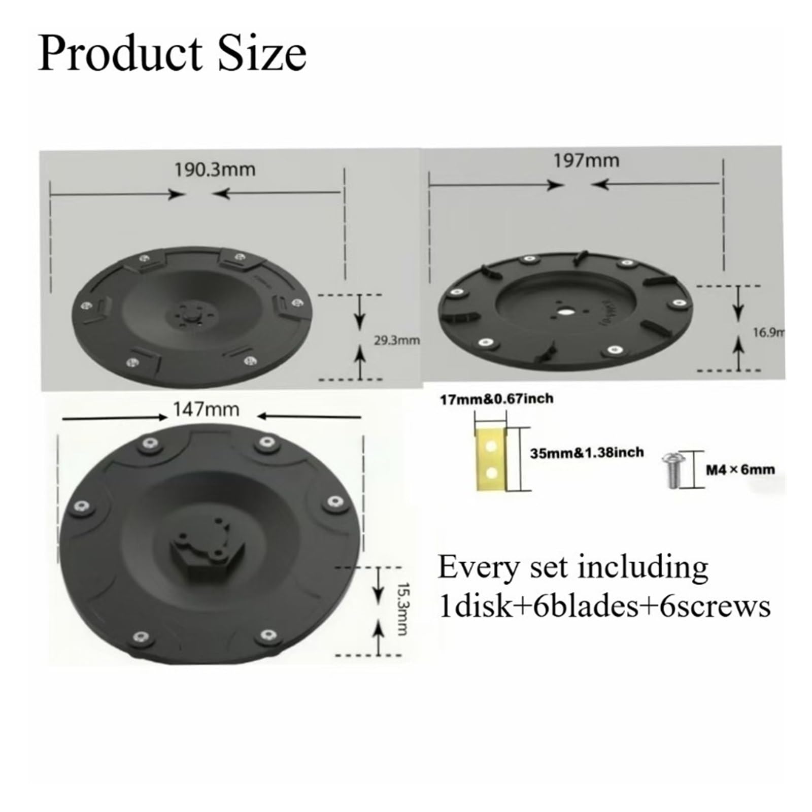 Discos de cuchillas for cortacésped multimodelo: compatibles con Dreame A1, compatibles con Einhell Frelexo Cam 500, compatibles con Mammotion LUBA| Piezas de corte(RSMA-01)