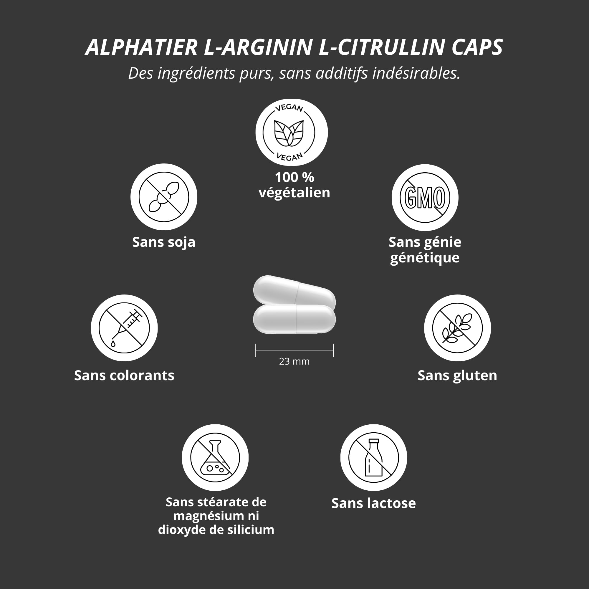 Alphatier L-Arginine L-Citrulline Capsules hautement dosées - 360 gélules végétaliennes - 3000 mg de malate de citrulline DL 2:1 + base d'arginine par portion - Qualité supérieure