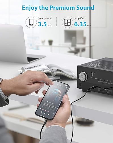 Miniatura 7 de KINGTOP Cable de audio de 14 a 18, TRS estéreo de 0.138 in a 14, cable macho a macho de 14 a 0.138 in para dispositivos de cine en casa, altavoz,