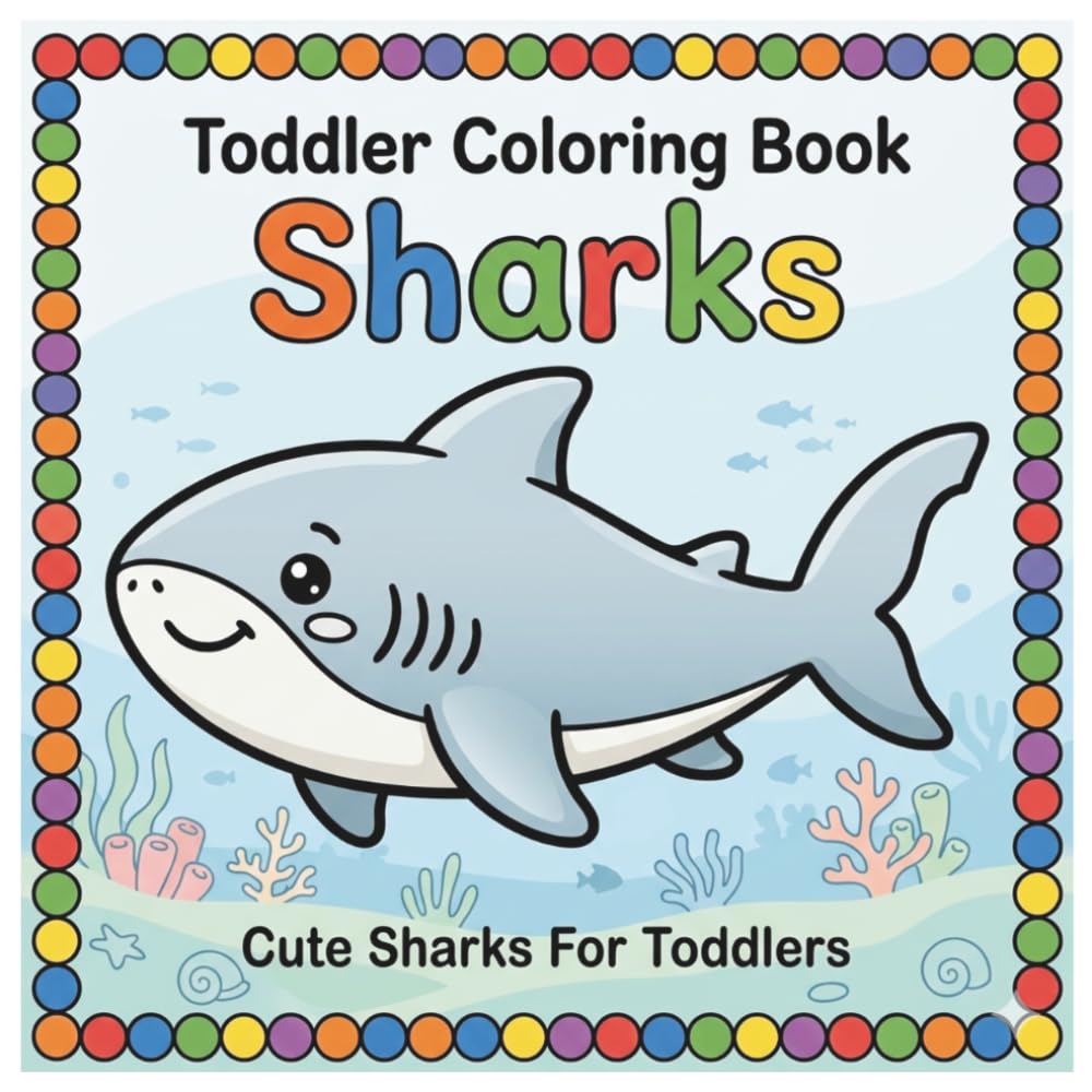 Toddler Coloring Book Sharks: Cute & Easy Coloring Book For Toddlers | Shark Coloring Book For Toddlers | Coloring Pages For Kids Ages 1-3 | Bold Line Coloring Book