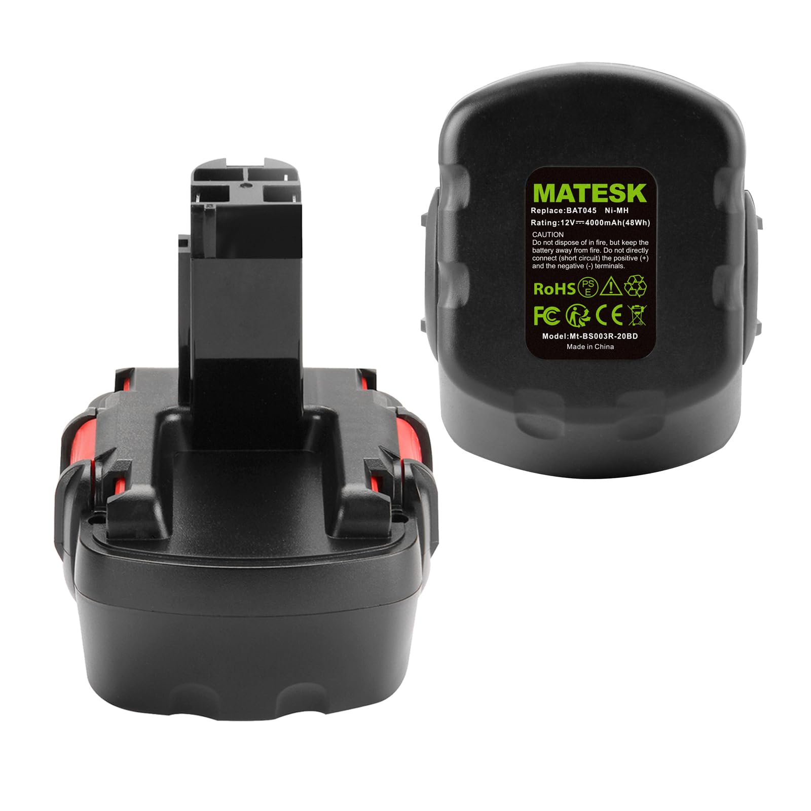 12V 4000mAh BAT043 NI-MH Batteria per Bosch 12V 2607335273 2607335709 2607335274 2607335531 2607335542 2607335526 BAT045 BAT120 BAT046 PSR 12 VE-2 PSR12 VE-2 GSR 12-2 GSB 12VE-2 (2 pezzi)