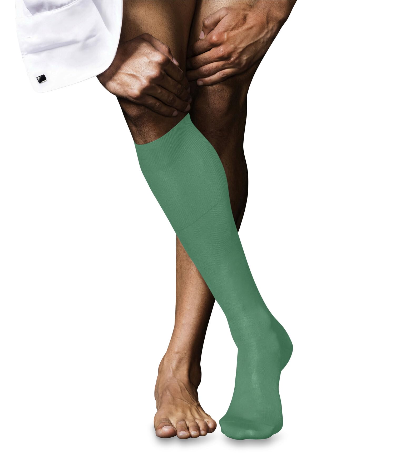 FALKE Men's No. 9 M Kh Cotton Long Plain 1 Pair Knee-High Socks, Turquoise Ocean Green 7506, 10-11