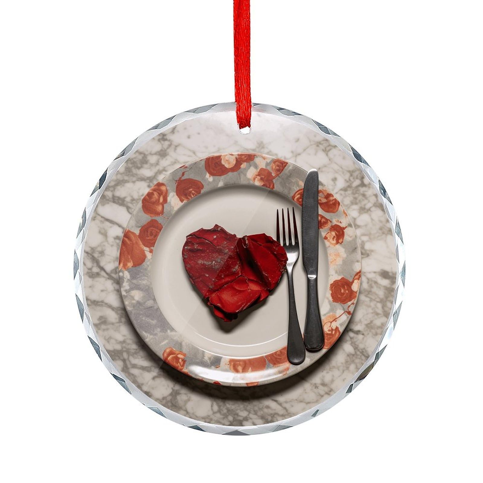 Btcowzrv Style Heart Shape On Plate Round Ornament Hanging Pendant Decor