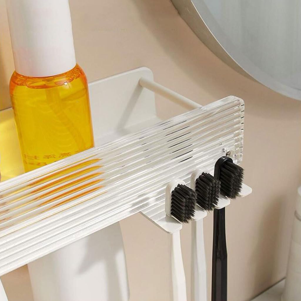 Conveniente Juego de Soporte para cepillos de Dientes Blanco montado en la Pared, Soporte Organizador de plástico, Estante de Almacenamiento de Vasos de Dientes de Gran Capacidad Práctico