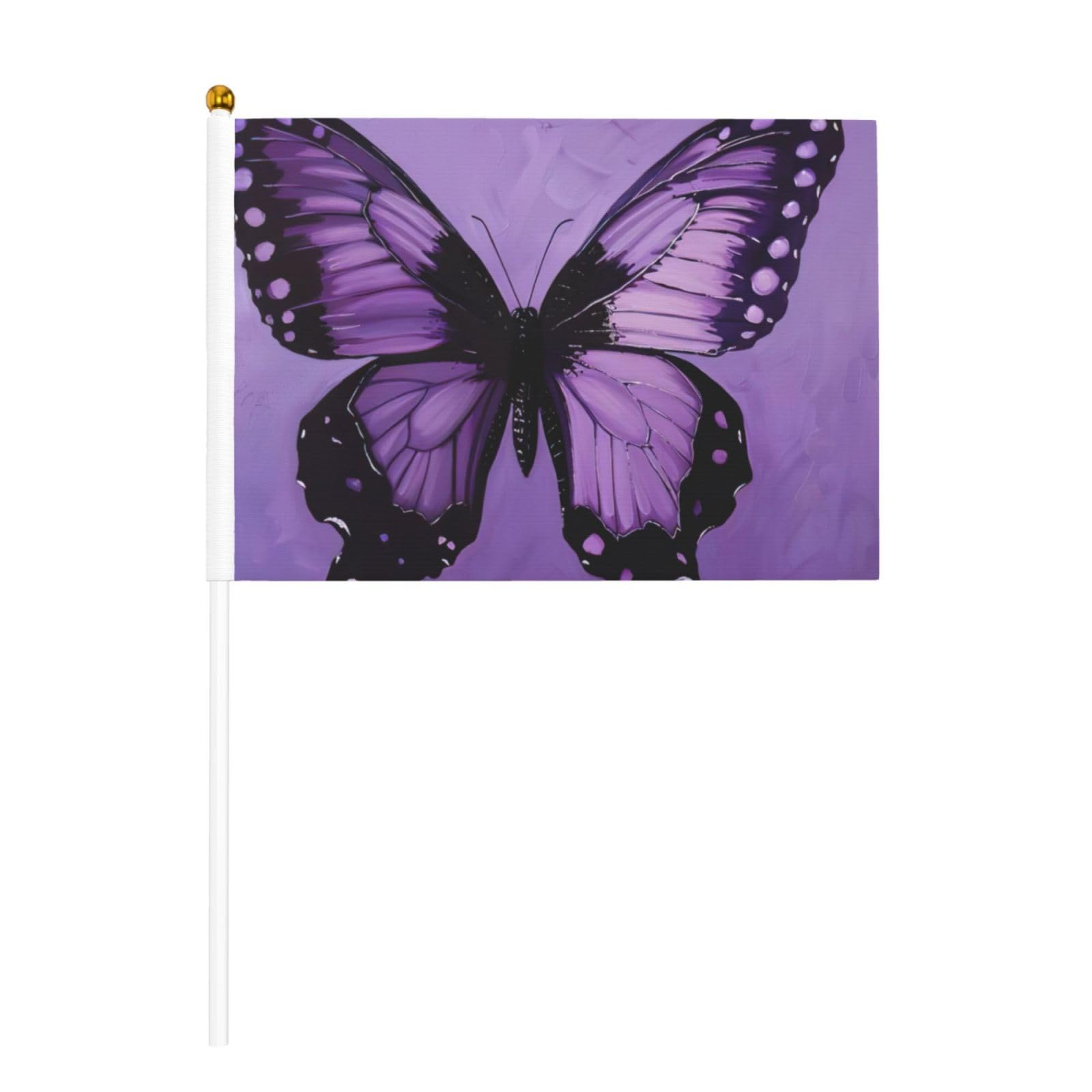 Miniature butterfly purple Print Handheld Flag Party Supplies for Parades World Cup Festival Events Flags