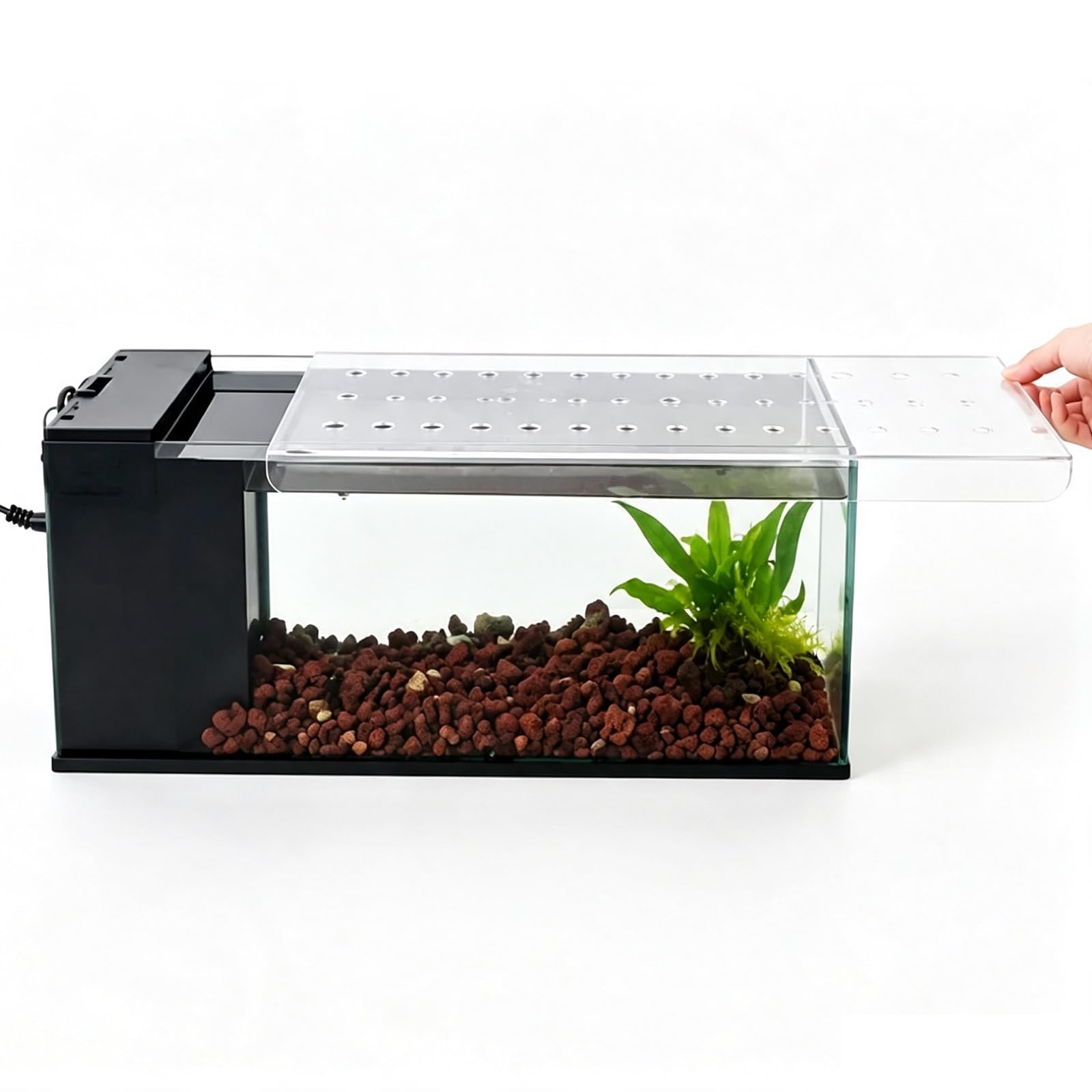 HAIXHX Transparente ventilado Tapa Acuario con diseño de curvatura Lateral