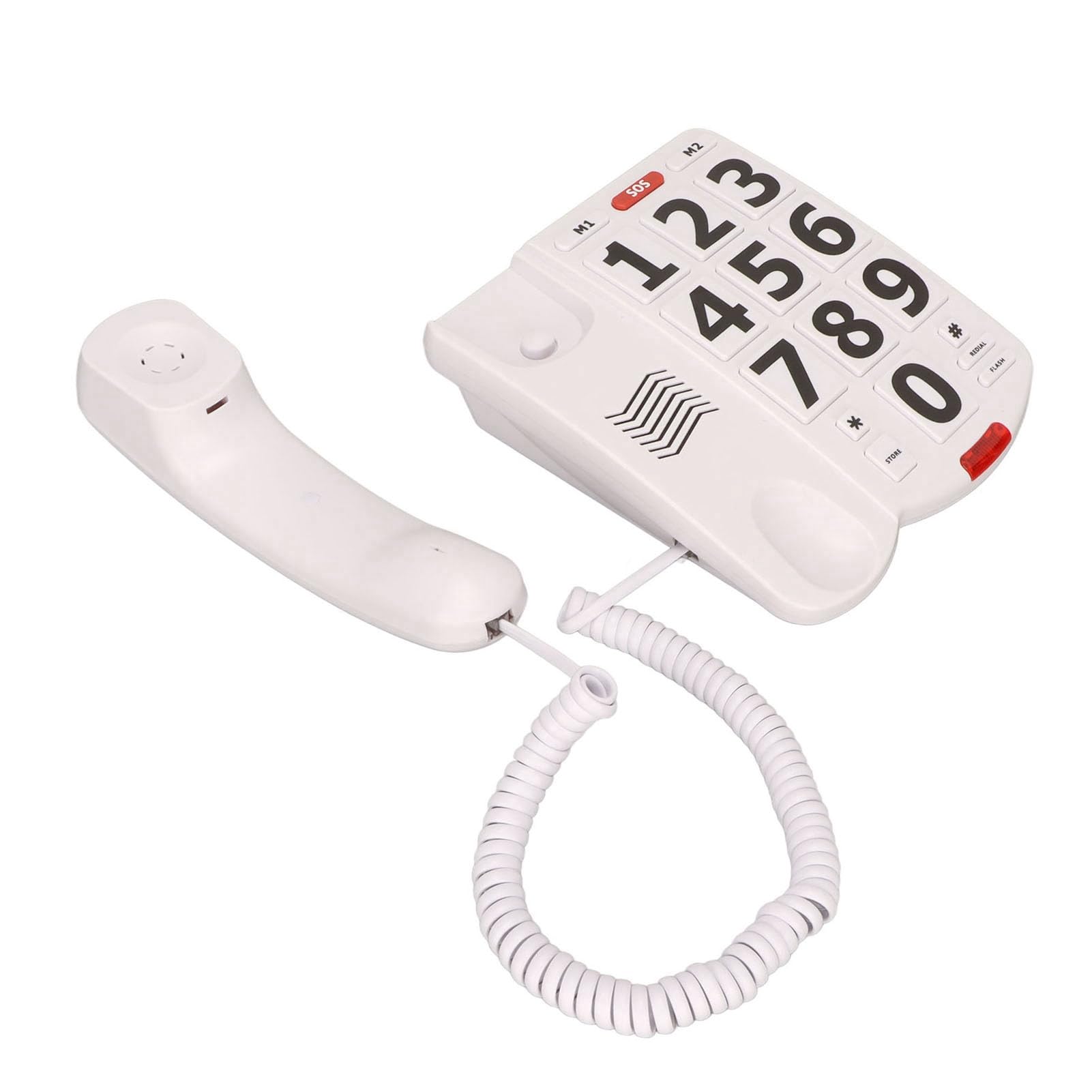 Dpofirs Telefono con Cavo a Pulsanti Grandi per Non Udenti e Ipovedenti, Telefono Fisso per Anziani, Telefono con Cavo a Pulsanti Grandi