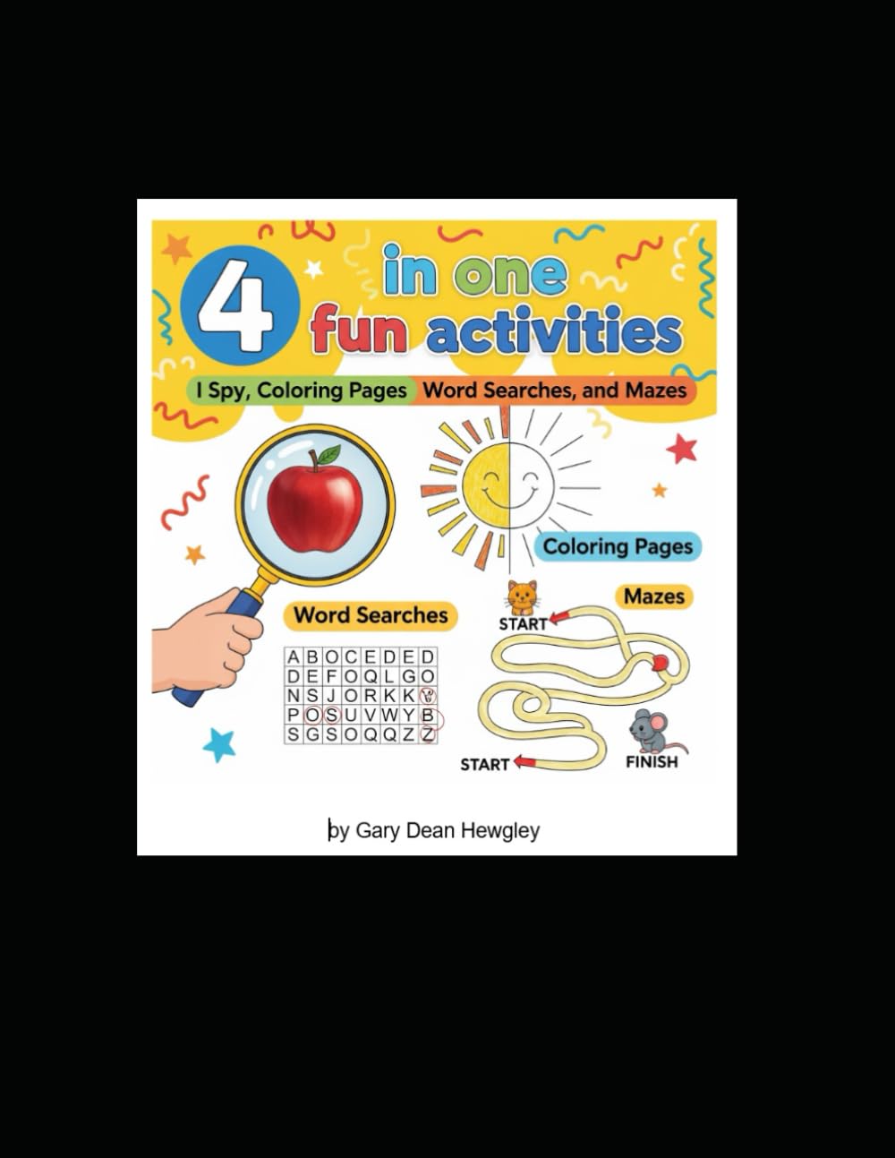 4 In One Activity Book: I Spy, Coloring, Differences, and Mazes (Puzzles)