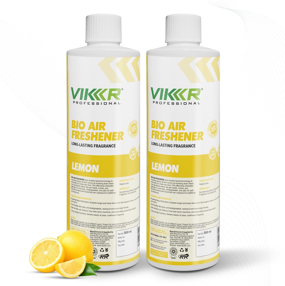 VIKR Bio Air Freshener - Lemon 1000ml Natural Odor Eliminator with Enzyme-Based Formula | Eco-Friendly & Non-Toxic Room Freshener Safe for Kids & Pets | Long-Lasting Freshness for Home, Office & Car-image-36