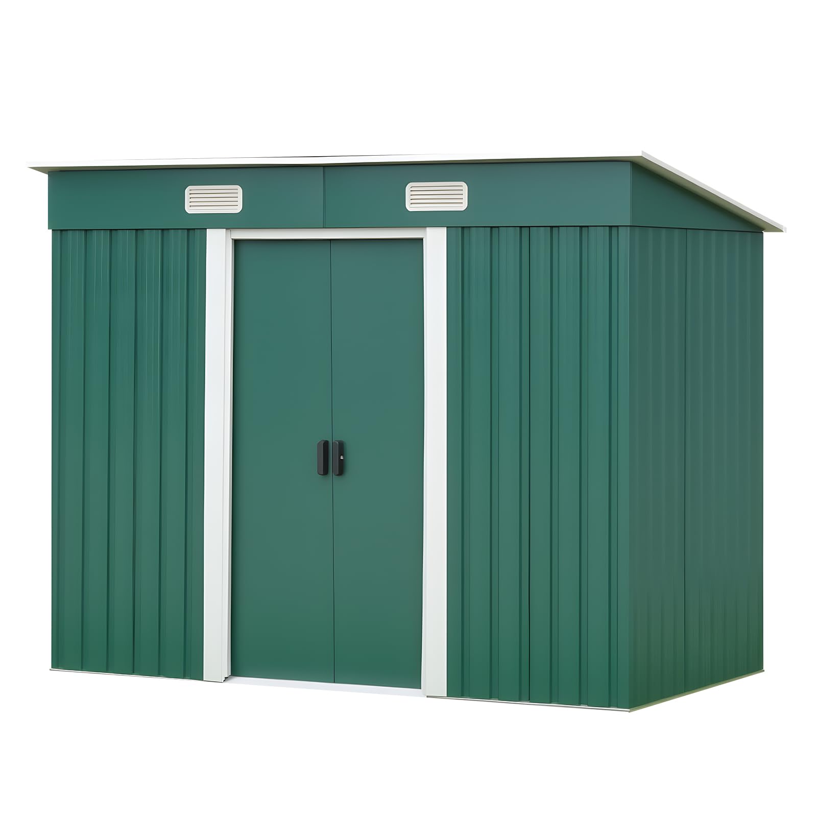 Panana Metal Garden Shed Storage Sheds Heavy Duty Outdoor FREE Base Foundation Green/Grey Color (8x4 Green)