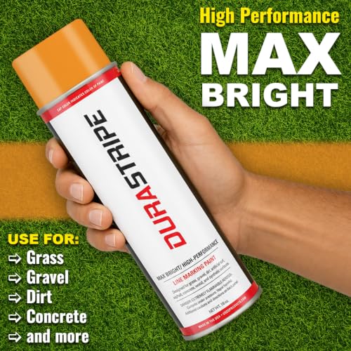 Image of Athletic Field Marking Paint - 2 Cases of 12 T-Tip Spray Cans (24 Total), 18 oz Each - Bright, Durable Field Striping Paint (Orange)