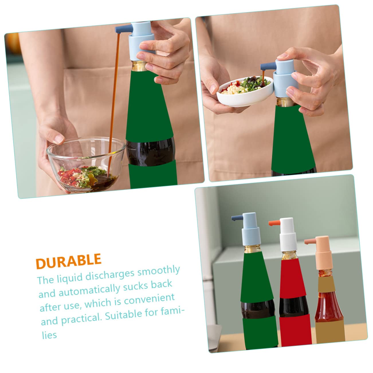 GRIRIW Set of 2 Sauce Dispensers Oyster Sauce Pump Plastic Nozzle for Ketchup Bottles Syrup