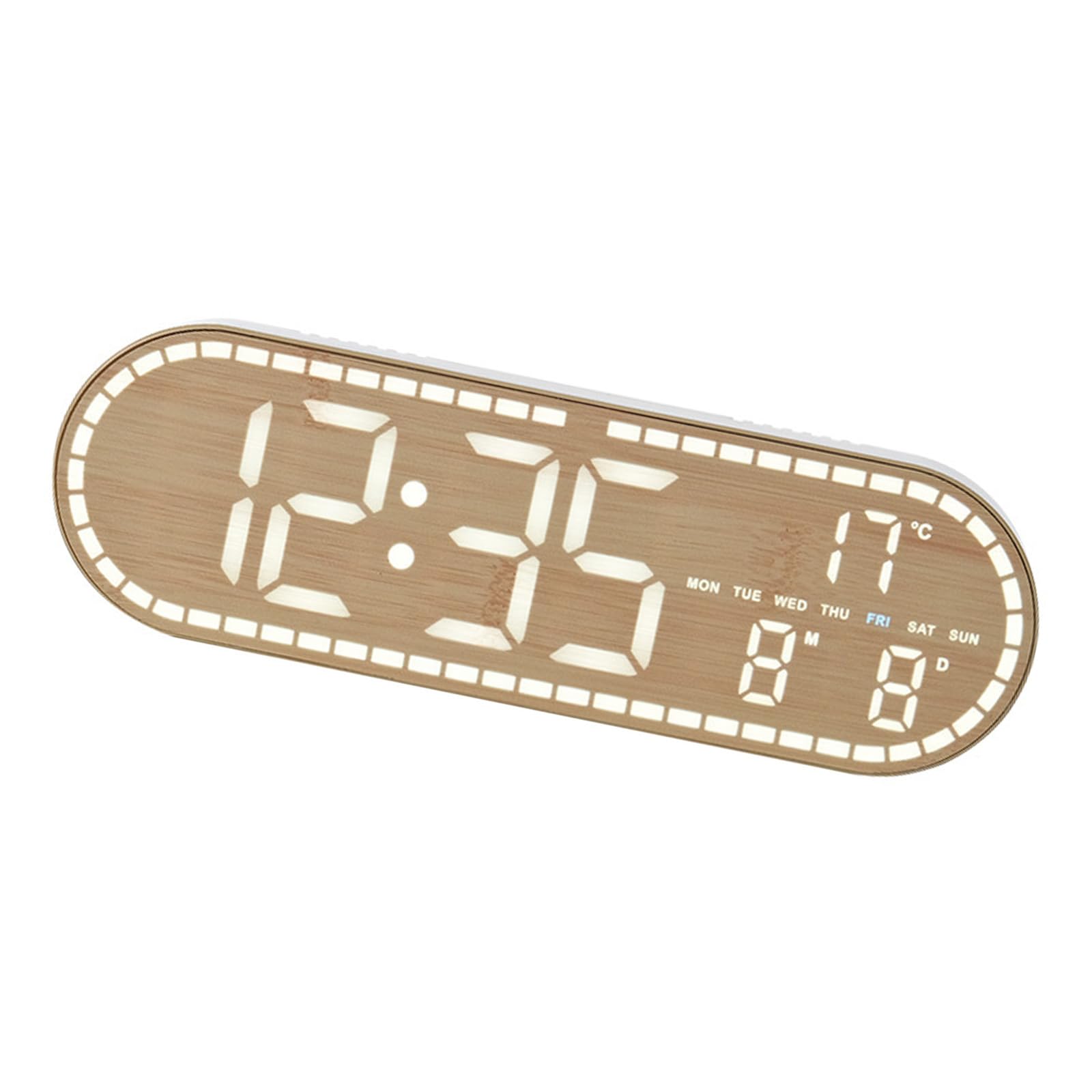 Jazuaiao Digital Alarm Clocks for Bedrooms Desk Clock with Date, Day of Week, Temperature, Dimmer for Bedside Table, Living Room Digital Alarm Clock