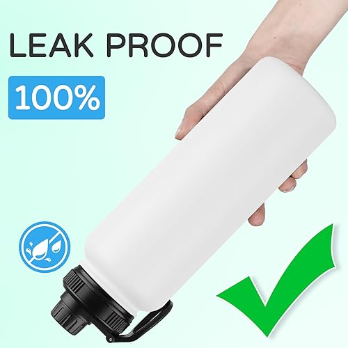 Miniatura 5 de DOMICARE Botella de agua aislada de 40 onzas, botella de agua deportiva de acero inoxidable aislada al vacío con tapa de popote y tapa de boquilla,
