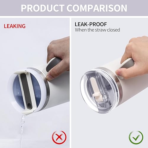 Miniatura 3 de Tapa de repuesto para vaso de 40 onzas, apta para vaso SIM de 40 onzas, vaso Stanley Adventure Quencher y Quencher 2.0 de 40 onzas (marrón)