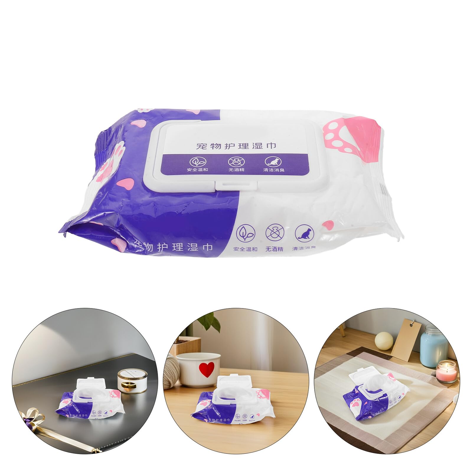 Lingettes de Toilettage pour Chats et Chiens sans Rinçage 10 Pièces Lingettes Hypoallergéniques Visage Pattes et Peau