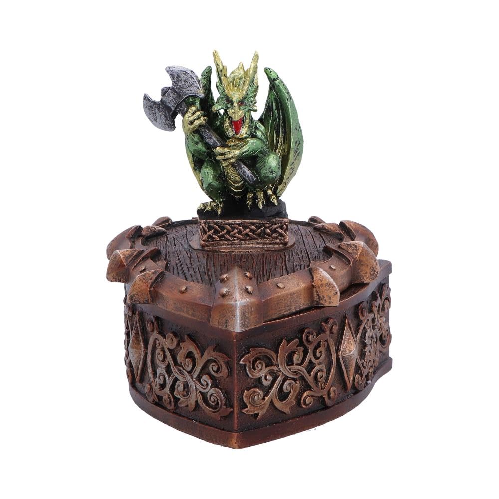 Hoard Defender Box Dragon Trinket Box 10.5cm – Fantasy Shield Storage Box (Green)