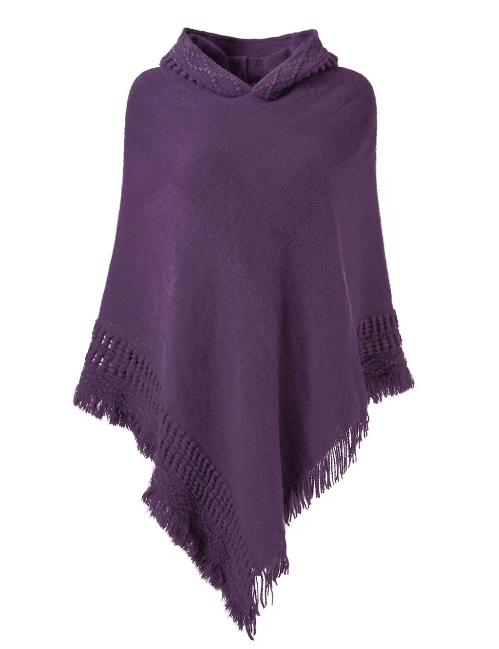 Ferand Women's Witchy Hooded Knit Poncho with Fringe