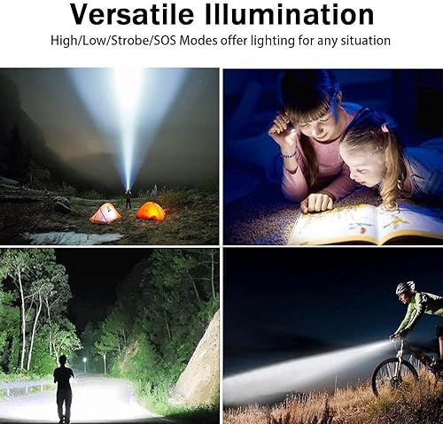 Miniatura 7 de Hoxida Linterna táctica LED, linterna LED súper brillante, recargable de 2000 lúmenes altos, linterna LED de tamaño bolsillo con clip, IPX6