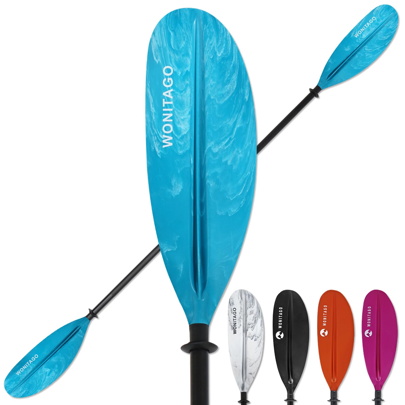 kayak paddles with alloy shaft and pp blade, floating kayaking oars, adjustable 230-250 cm/90-98 inches, 210-230 cm/82-90 inches