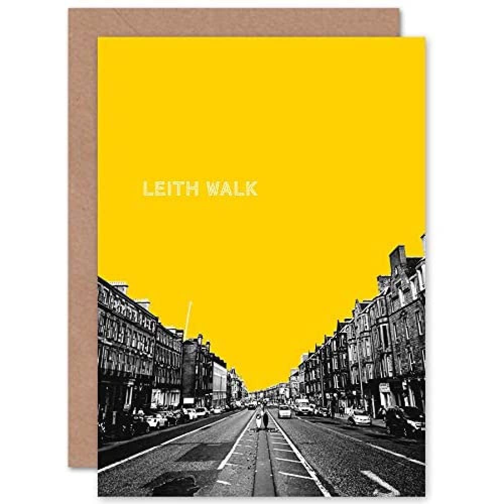 Wee Blue Coo Edinburgh Leith Walk Yellow Greetings Card