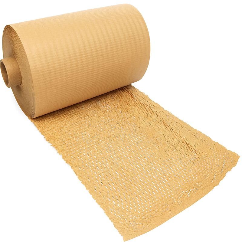 Image of Honeycomb Paper Wrap for Packing | Shock-Absorbent Expandable Kraft Cushion Paper for Gifts, Moving & Shipping Protection (Brown, 250 Meter x 10 inch Roll)