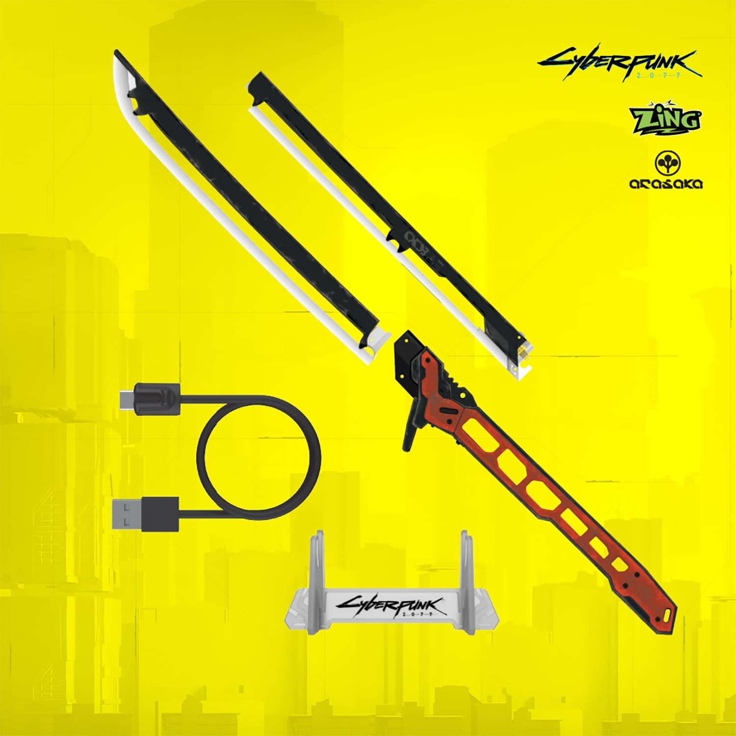 Zing Cyberpunk 2077 - Katana Termica Errata - Replica – Spada da Collezione Ufficiale con Luci e Suoni, Prop per Cosplay a Grandezza Naturale da 119 cm