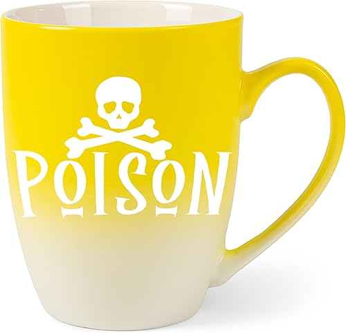 Miniatura 7 de Elanze Designs Poison Skull - Taza de café de cerámica con diseño de calavera de dos tonos, color blanco y negro mate, 12 onzas