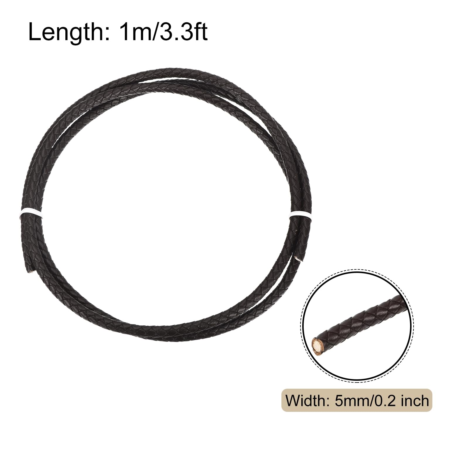 Rebower Round Braided Leather Cord 5mm Bolo Leather Cord String Rope for Jewelry Making Necklaces, Bracelets, Wraps, Crafts - Image 2