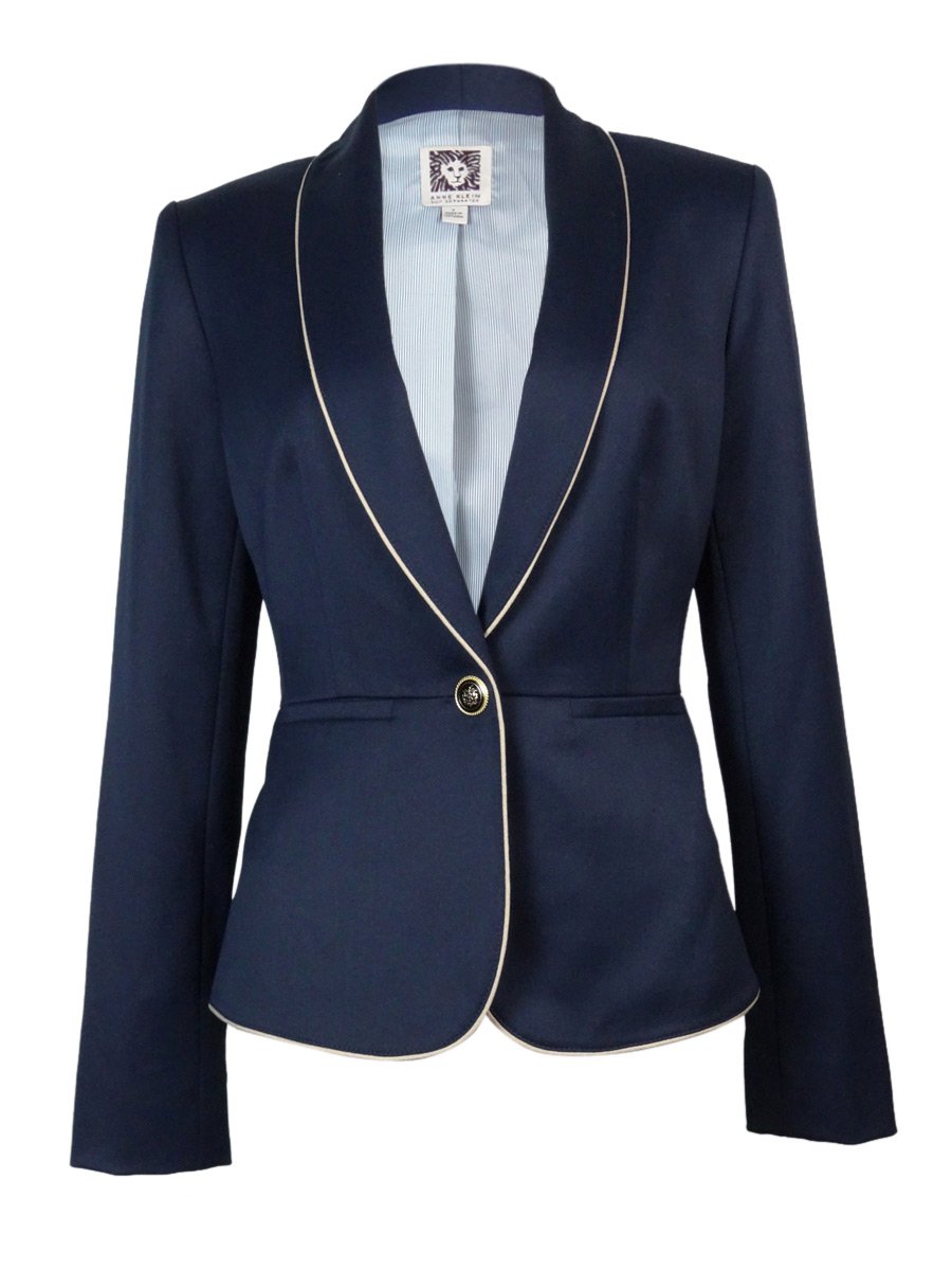Anne Klein Women's 1 Button Piped Shawl Collar Suit Jacket