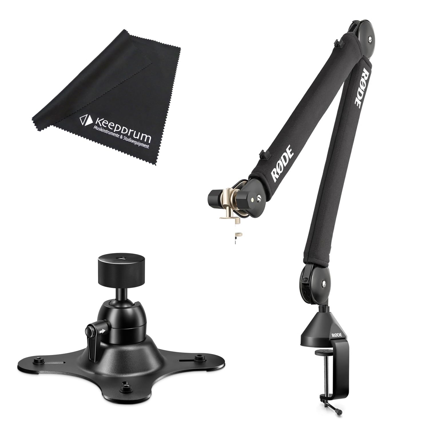 Rode PSA1+ stołowe ramię mikrofonowe + mocowanie statywu Vesa-Mount + ściereczka keepdrum