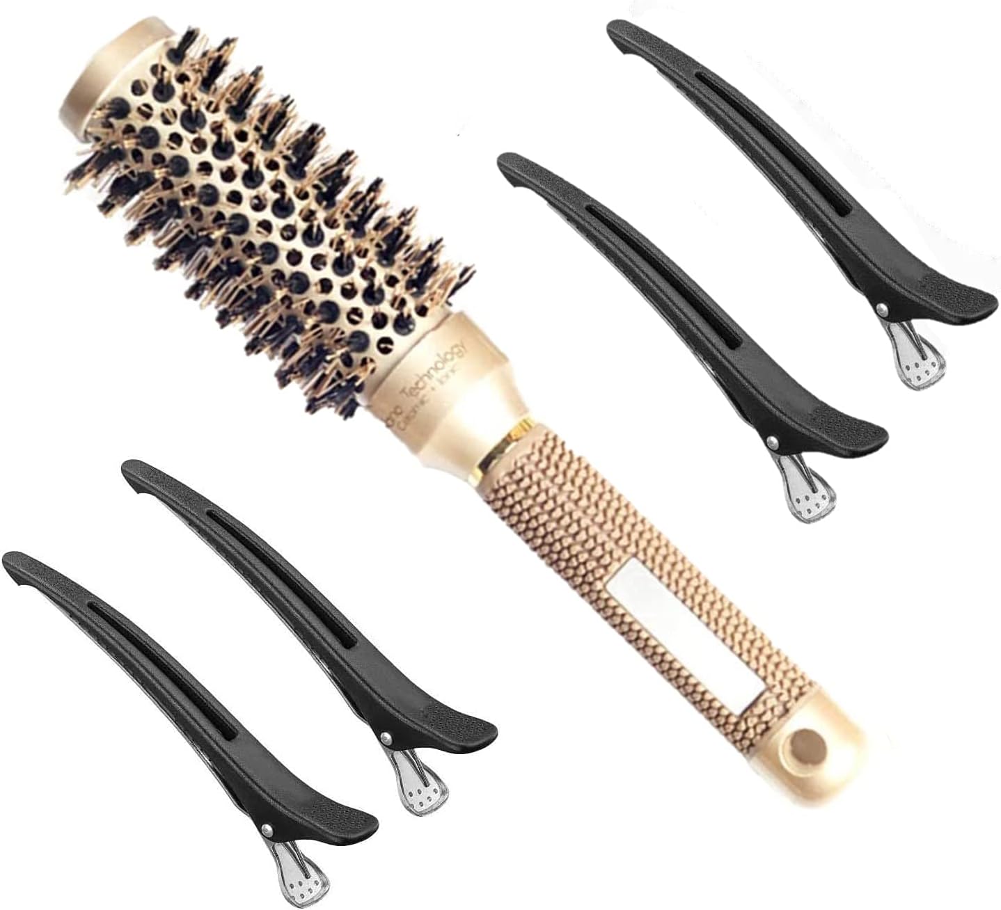 Professional Round Hairbrush, Thermal Nano Ionic Hairdryer Brush Nylon Bristles (Medium (32mm))