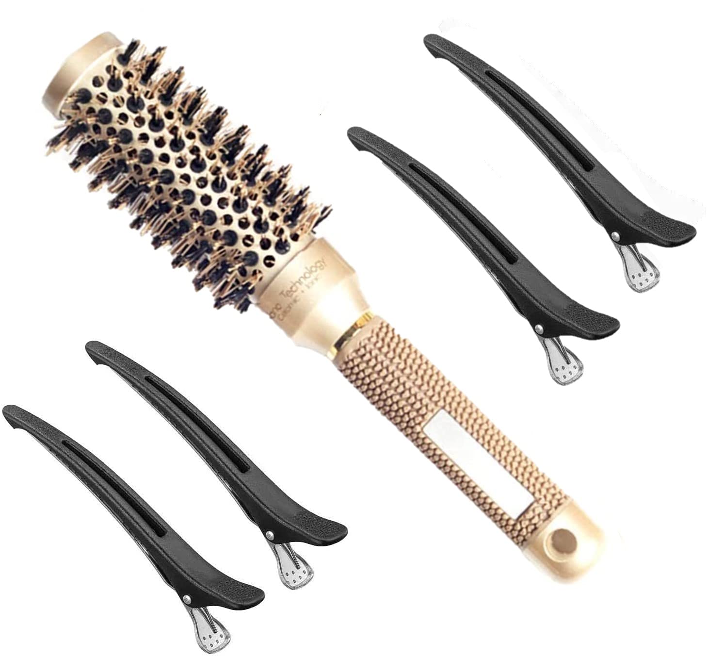 Professional Round Hairbrush, Thermal Nano Ionic Hairdryer Brush Nylon Bristles (Medium (32mm))